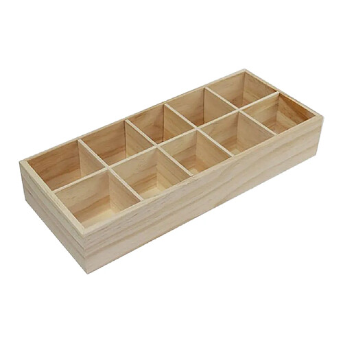 Tiroir En Bois Massif Organisateur Boîte De Rangement Bijoux Plateau 10x10x4.7CM 9 Grilles