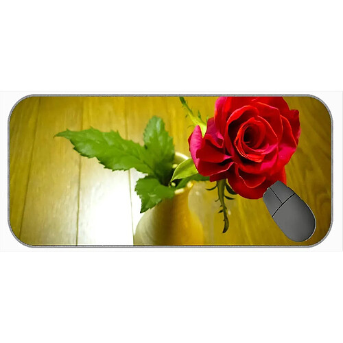 Universal (750x300x3) Tampon de souris de jeu avec bords cousus, arrangement de fleurs artificiels base de caoutchouc non glissant