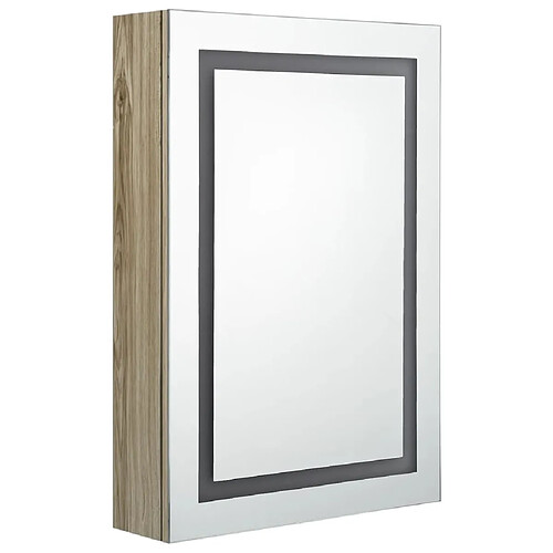 Helloshop26 Armoire de salle de bain à miroir led 50x13x70 cm chêne 02_0006588