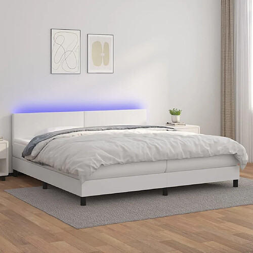 Sommier à lattes et LED,Cadre à lattes de lit avec matelas pour Adulte Blanc 200x200 cm -MN34676