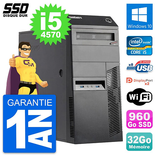 PC Tour Lenovo ThinkCentre M83 Intel i5-4570 RAM 32Go SSD 960Go Windows 10 Wifi · Occasion