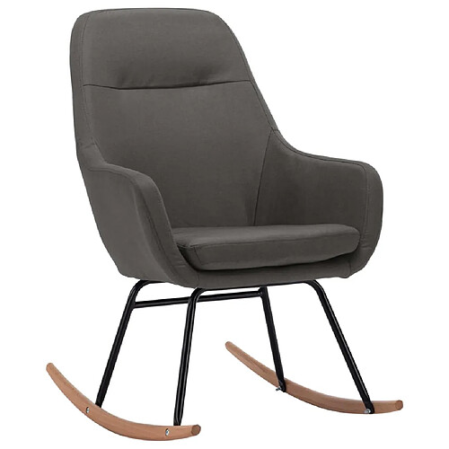 Maison Chic Chaise à bascule | Fauteuil Relax, design moderne Gris foncé Tissu -GKD48022