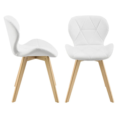 Lot de 2 Chaises Älmhult Similicuir 81 x 57 x 49 cm Blanc [en.casa]