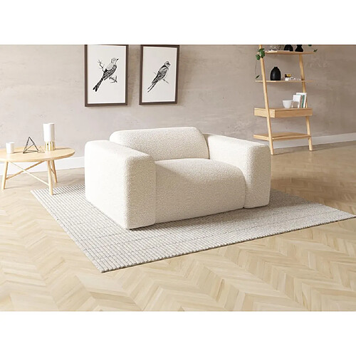 Vente-Unique Fauteuil en tissu bouclette blanc POGNI de Maison Céphy