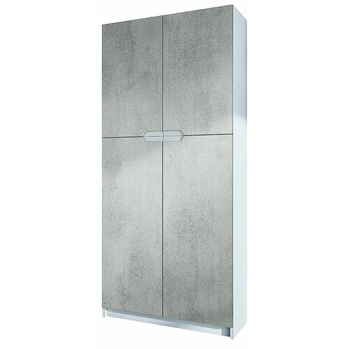 Mpc Armoire De Bureau Blanc Mat Et Aspect Béton (lxhxp) : 82 x 185 x 37