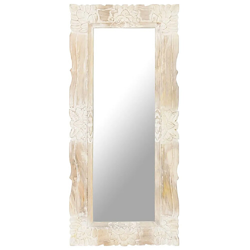 vidaXL Miroir Blanc 110x50 cm Bois de manguier massif