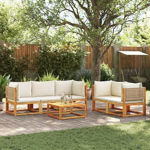 vidaXL Salon de jardin avec coussins 6 pcs bois d'acacia solide