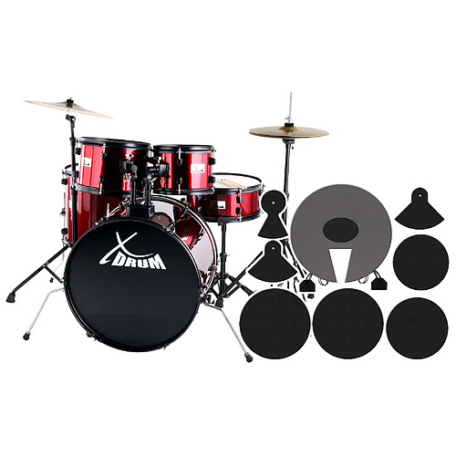 XDrum Rookie 22'' Fusion Batterie Ruby Red plus Set de Sourdines