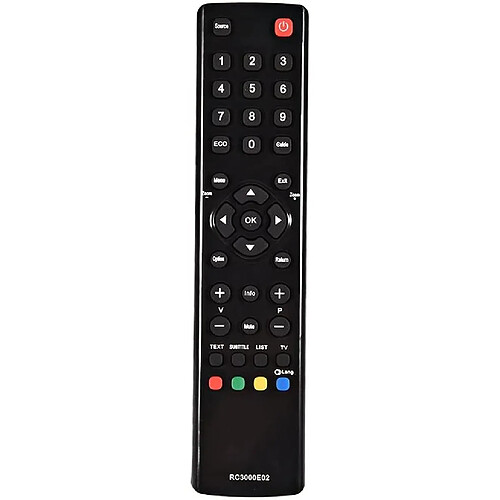 Universal Télécommande TV Remplacement Contrôleur Noir Compatible TCL RC3000E02 TV