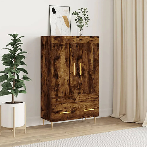 vidaXL Buffet haut chêne fumé 69,5x31x115 cm bois d'ingénierie