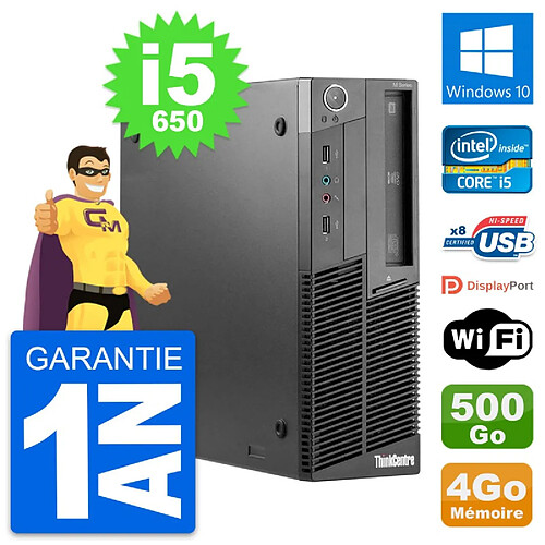 PC Lenovo ThinkCentre M90 SFF Intel i5-650 RAM 4Go Disque 500Go Windows 10 Wifi · Occasion