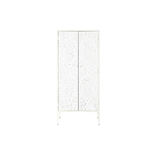 Pegane Armoire en bois sapin blanc avec 2 portes et 2 étagères - Largeur 60 x Hauteur 138 x Profondeur 34 cm