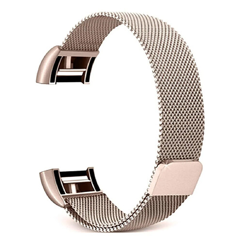 Wewoo Bracelet pour montre connectée Smartwatch avec en acier inoxydable FITBIT Charge 2taille L Champagne Gold