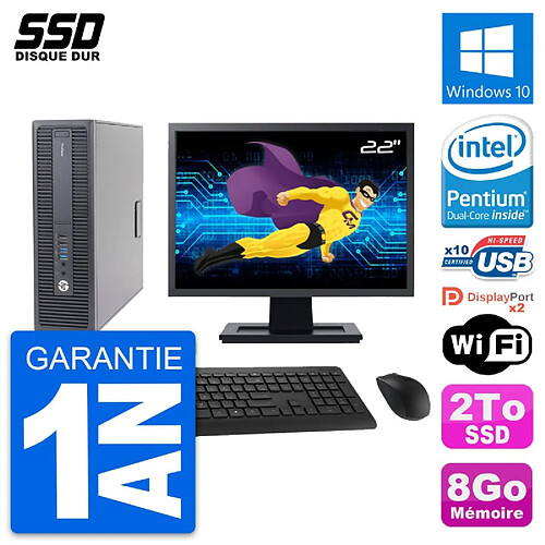 PC HP 600 G2 SFF Ecran 22" Intel G4400 RAM 8Go SSD 2To Windows 10 Wifi · Occasion