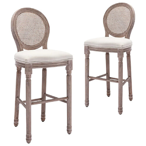 vidaXL Tabourets de bar lot de 2 blanc lin