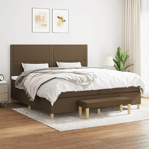 vidaXL Sommier à lattes de lit avec matelas Marron foncé 200x200 cm