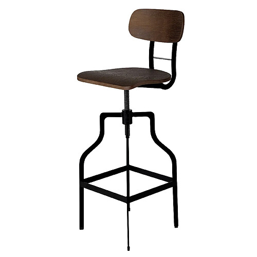 Rendez Vous Deco Chaise de bar Retro bois 66/85 cm