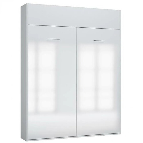 Inside 75 Armoire lit escamotable DYNAMO structure blanc mat façade blanc brillant 160*200 cm