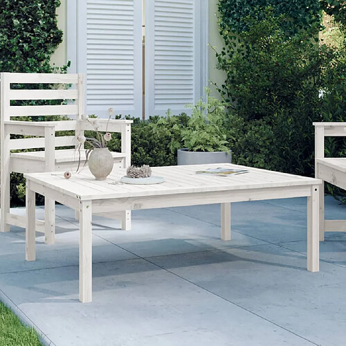 vidaXL Table de jardin blanc 121x82,5x45 cm bois massif de pin