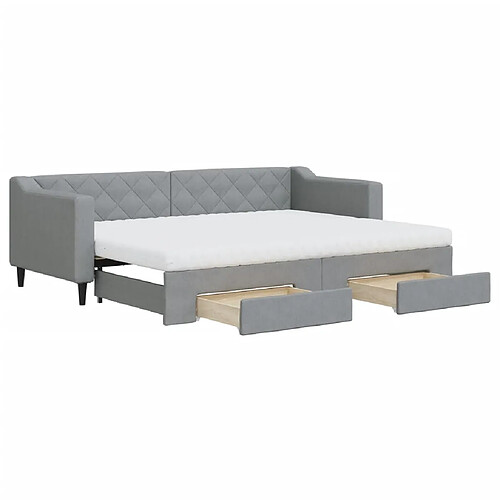 Maison Chic Lit d'appoint avec gigogne et tiroirs | Lit de jour | Lit de repos gris clair 80x200 cm tissu -GKD89207