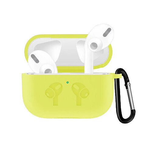 Wewoo Coque Pour AirPods Pro Housse en silicone avec couvercle anti-chute et boucle anti-goutte Jaune