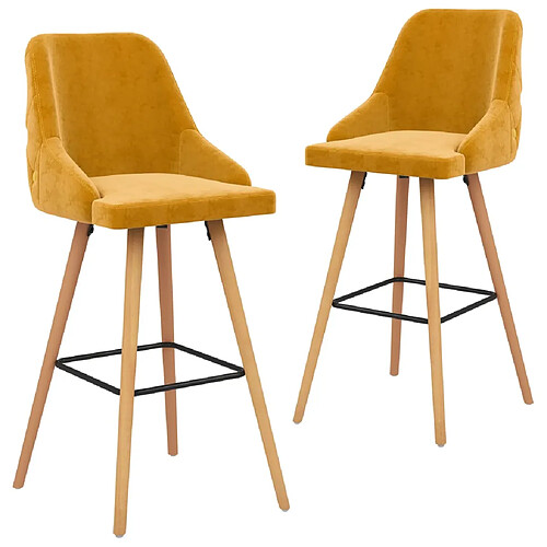 vidaXL Tabourets de bar lot de 2 jaune velours