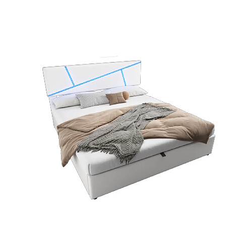 ComfortXL Lit Rembourré Confortable Avec Bande Lumineuse LED, 180*200 Cm, Blanc