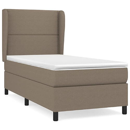 Maison Chic Structures de lit + matelas,Lit à sommier tapissier avec matelas Taupe 90x190 cm Tissu -MN14467