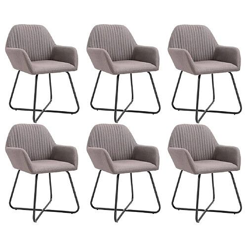 vidaXL Chaises à manger lot de 6 taupe tissu