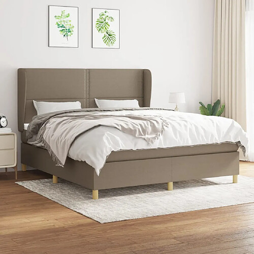 vidaXL Sommier à lattes de lit avec matelas Taupe 180x200 cm Tissu