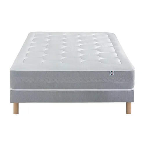 Ensemble Douces Nuits Mary Mousse HR 55kg/m3 + Sommier Base Ferme 180x200 - Double Sommier