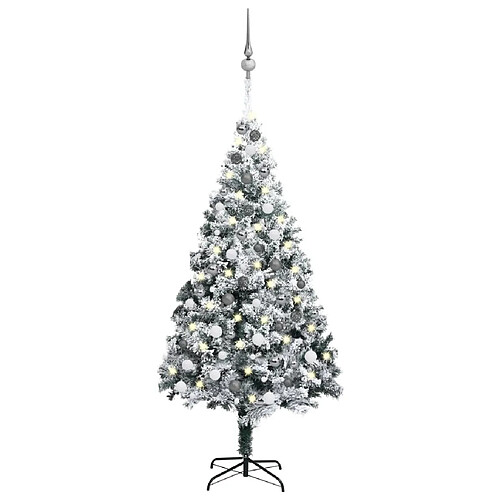 vidaXL Arbre de Noël artificiel pré-éclairé et boules vert 180 cm PVC