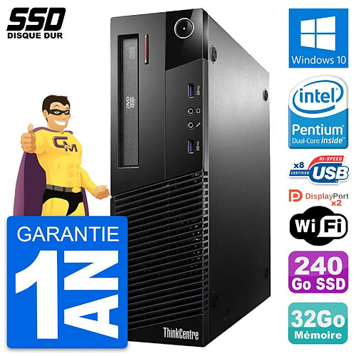 PC Lenovo ThinkCentre M93p SFF Intel G3220 RAM 32Go SSD 240Go Windows 10 Wifi · Occasion