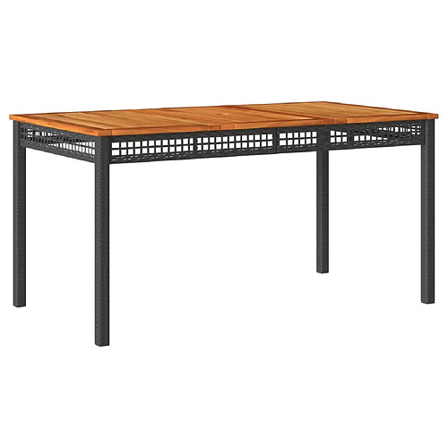 Maison Chic Table de jardin | Table d'extérieur noir 140x80x75 cm résine tressée et bois acacia -GKD26379