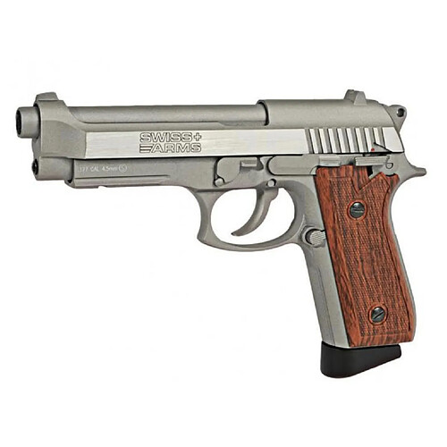 Swiss Arms Pistolet Airgun SA P92 Stainless 4.5 mm Culasse Mobile Gaz Co2