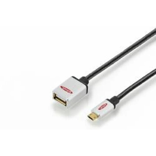 Ednet 84150 câble USB 0,3 m Micro-USB B USB A Noir (USB2.0 Adapterkabel, OTG, 0.3m - USB 2.0 Adapterkabel, OTG, Typ micro B - A St/Bu, 0,3m, High Speed, micro B wendbar, UL, gold, sw)