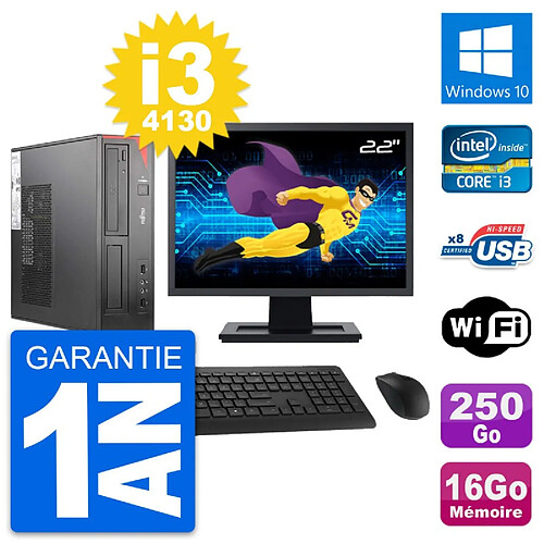 PC Fujitsu E520 DT Ecran 22" Intel i3-4130 RAM 16Go Disque 250Go Windows 10 Wifi · Occasion