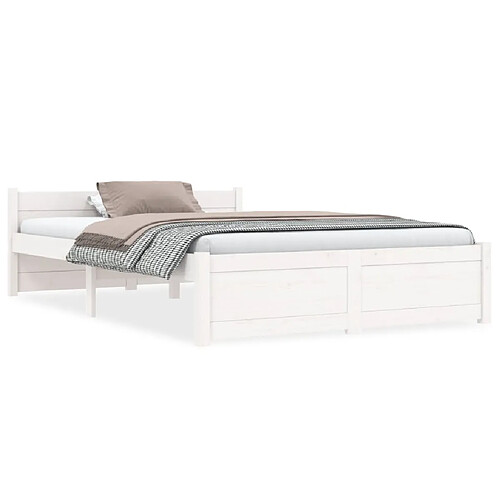 vidaXL Cadre de lit Blanc Bois massif 120x190 cm Petit double