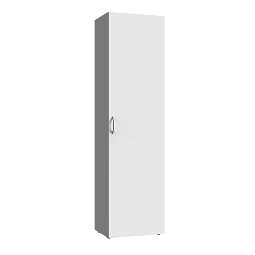 Pegane Armoire, meuble de rangement avec 6 tablettes coloris blanc - longueur 45 x hauteur 185 x profondeur 40 cm