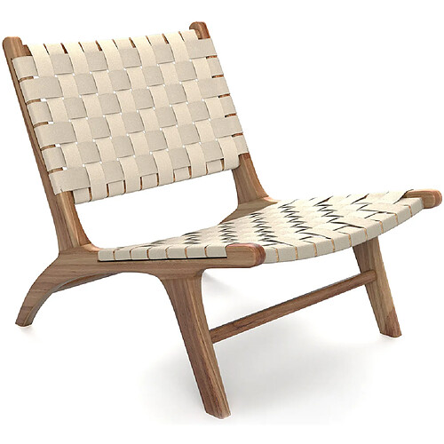 ICONIK INTERIOR Chaise style Boho Bali en bois et lin - Recia Beige