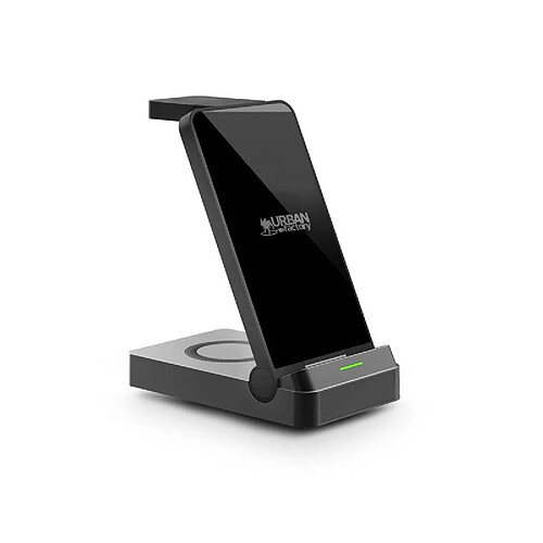 Chargeur 3 en 1 Urban Factory Powee Pro avec fonction stand pour Smartphone Smartwatch et Ecouteurs 22,5 W Noir