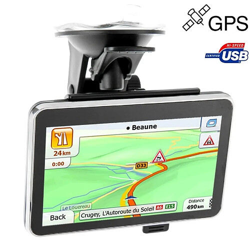 Wewoo GPS voiture noir Ecran tactile de TFT de 4,3 pouces, haut-parleur intégré, mémoire intégrée de 4GB et carte, sans Bluetooth, résolutions: 480 x 272