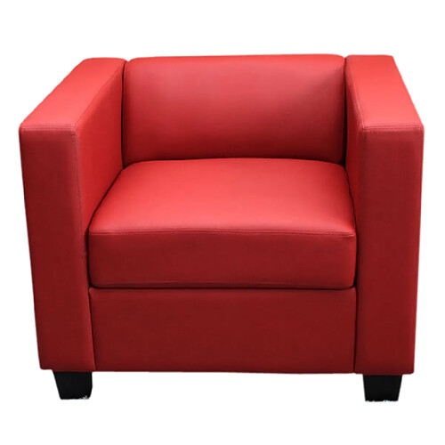 Mendler Fauteuil Club / Lounge Lille, 86x75x70cm ~ simili-cuir rouge