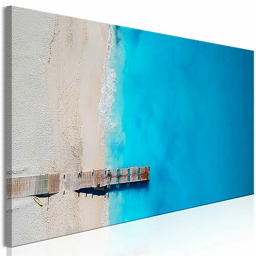 Paris Prix Tableau Imprimé Sea & Wooden Bridge Narrow Blue 45 x 135 cm