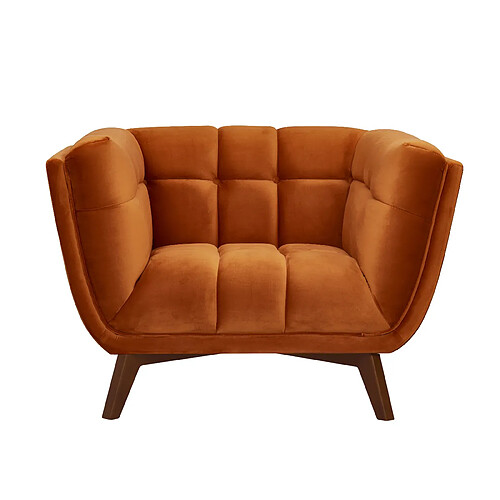 Rendez Vous Deco Fauteuil Mona en velours orange curcuma