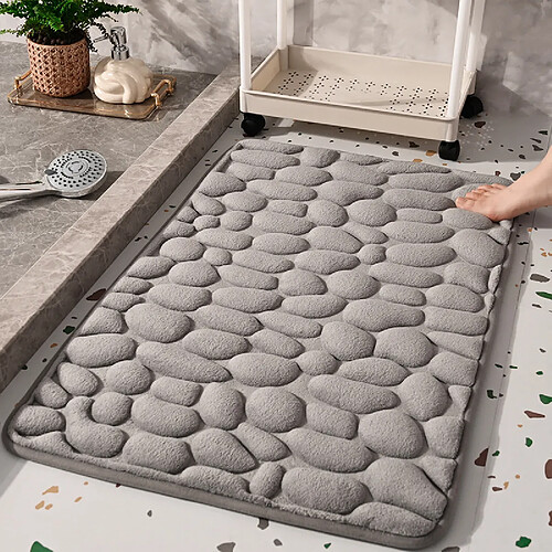 LUUCOZK Tapis de bain antidérapants absorbants à séchage rapide, tapis de décoration de salle de bain, nouveau gris-50 x 80cm