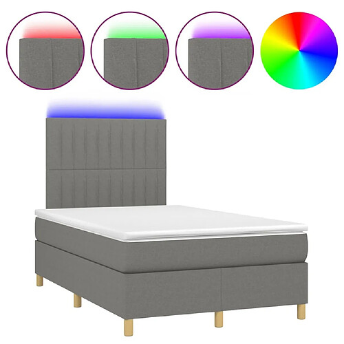 Maison Chic Lit adulte- Lit + matelas + LED,Sommier à lattes de lit matelas LED gris foncé 120x190 cm tissu -GKD99539