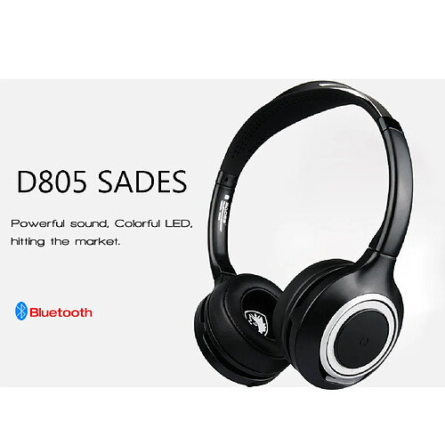 SADES D805 Poids léger Le port de casque sans fil Bluetooth avec micro intégré Noir