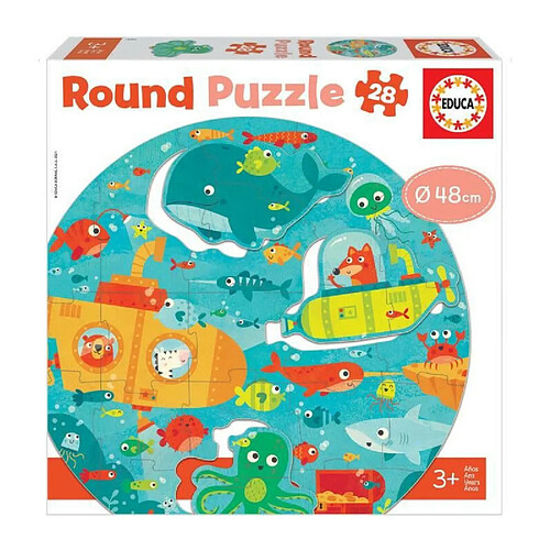 Educa Borras EDUCA - Puzzle - Puzzle rond sous la mer 28 pcs