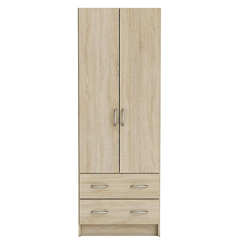 Armoire de rangement en bois coloris chêne brossé - 60,9 x 169,5 x 41,1 cm -PEGANE-